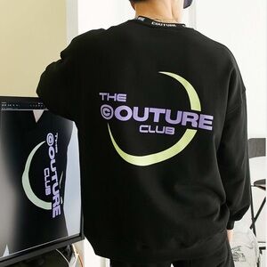 The Couture Club sweatshirt in black with logo print and jacquard neck rib